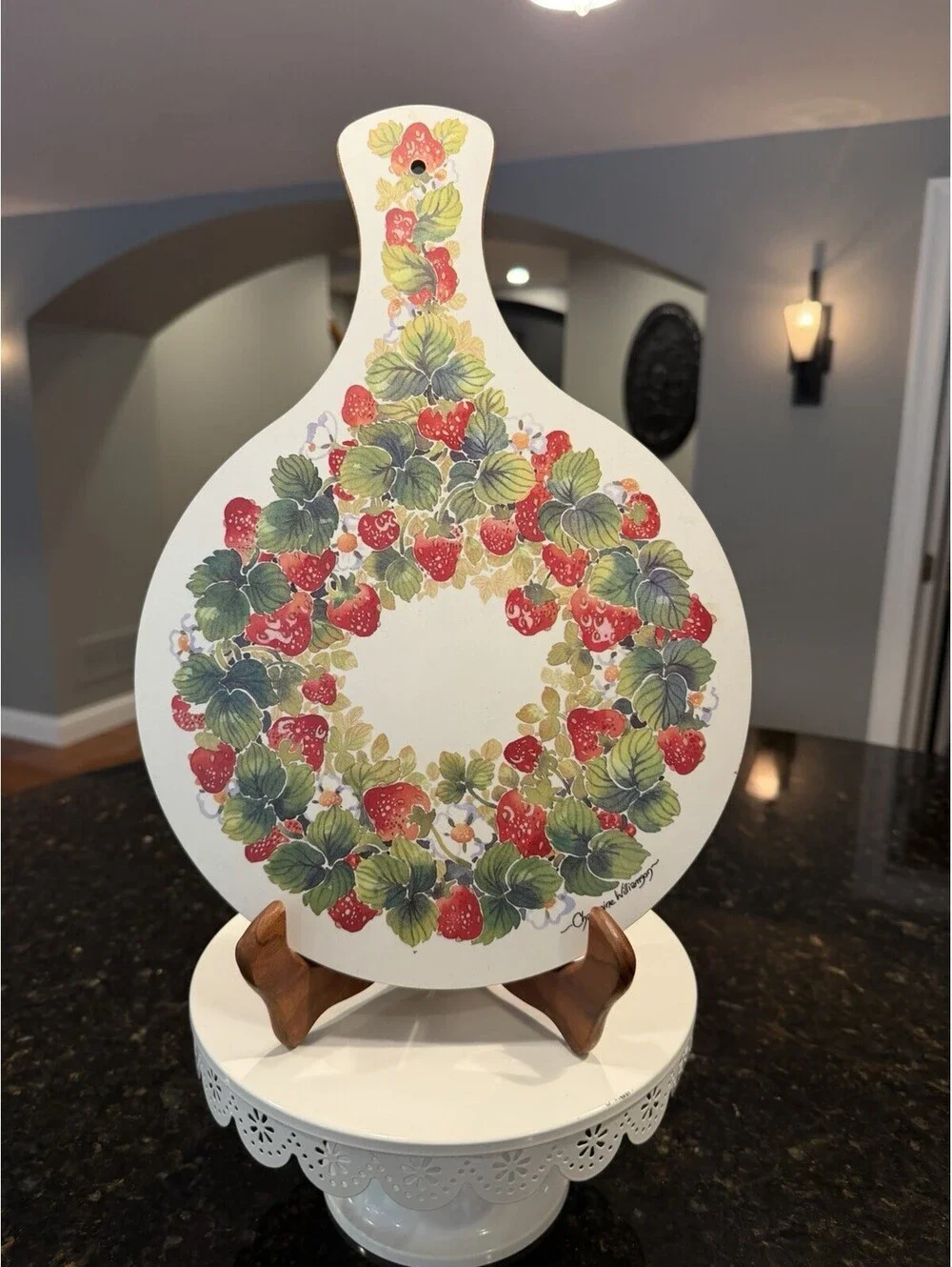 Vintage Charmaine Williamson Strawberry Cutting Board 14” Rare Made In Britain